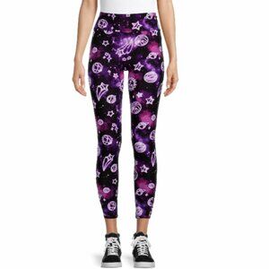 No Bo EUC Juniors Stretch Purple Galaxy Macrame Sueded Leggings Size XXL (19)